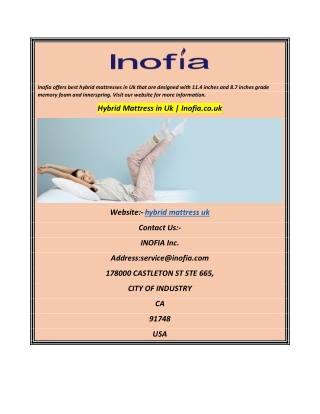 Hybrid Mattress in Uk Inofia.co.uk