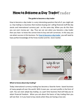 How to Become a Day Trader