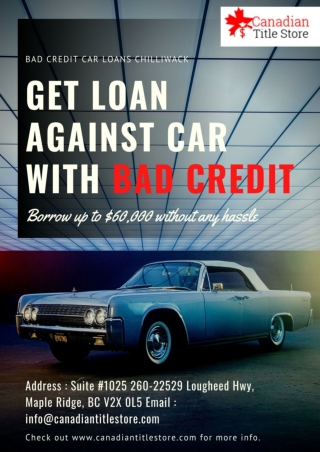 Apply Bad Credit Car Loans Chilliwack to borrow hassle free cash online