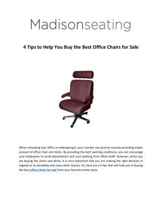 4 Tips to Help You Buy the Best Office Chairs for Sale
