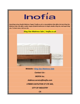 King Size Mattress Sale Inofia.co.uk