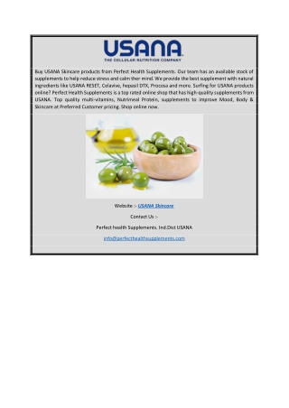USANA Skincare | Perfecthealthsupplements.com