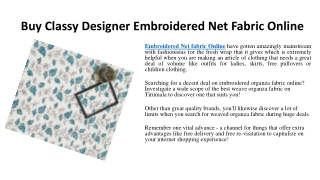 Buy Classy Designer Embroidered Net Fabric Online