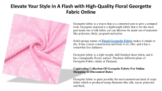 Elevate Your Style in A Flash with High-Quality Floral Georgette Fabric Online
