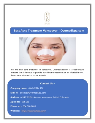 Best Acne Treatment Vancouver | Ovomedispa.com