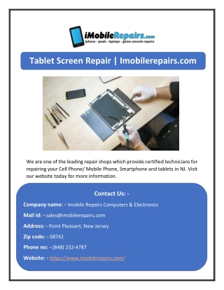 Tablet Screen Repair | Imobilerepairs.com