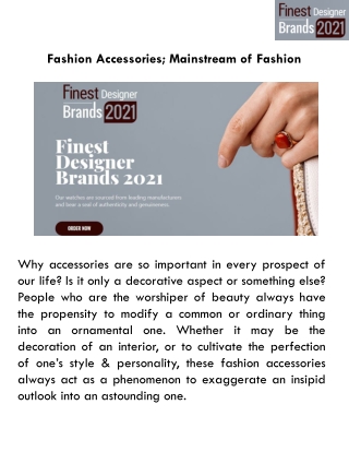 Fashion Accessories; Mainstream of Fashion