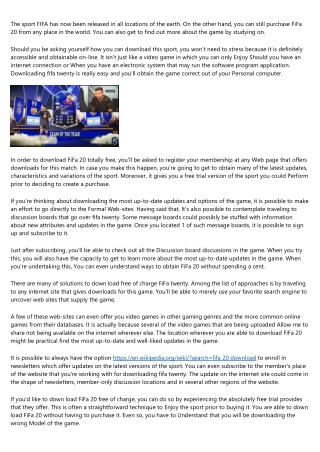 The Urban Dictionary of fifa 20 download