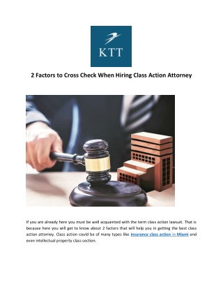 2 Factors to Cross Check When Hiring Class Action Attorney