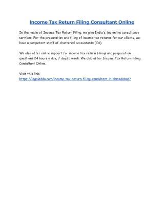 Income Tax Return Filing Consultant Online