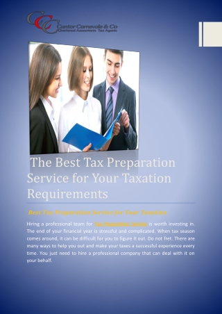 The Best Tax Preparation Service for Your Taxation Requirements