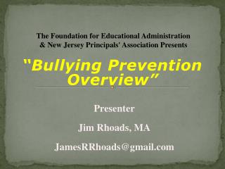 “Bullying Prevention Overview”