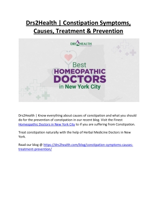 Drs2Health | Constipation Symptoms, Causes, Treatment & Prevention