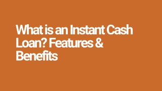 What is an Instant Cash Loan? Features & Benefits