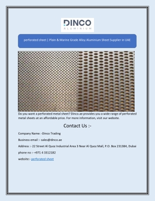 perforated sheet | Plain & Marine Grade Alloy Aluminium Sheet Supplier in UAE