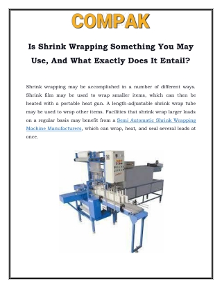 Semi Automatic Shrink Wrapping Machine Manufacturers Call-9870270439