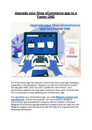 Upgrade your Slow eCommerce app to a Faster ONE