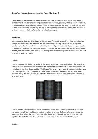 Should You Purchase, Lease, or About Dell PowerEdge Servers