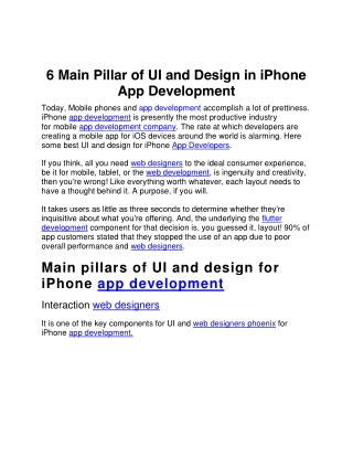 6 Main Pillar of UI and Design in iPhone App Development
