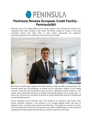 Peninsula Renews European Credit Facility - Peninsula360 (1)