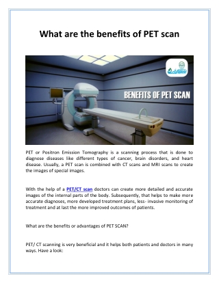 What are the benefits of PET SCAN