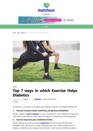 Top 10 Excercises help diabetics