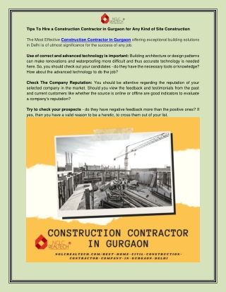 Looking the construction contractor in Gurgaon