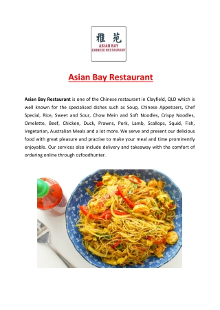 5% Off - Asian Bay Chinese Menu Restaurant Clayfield, QLD