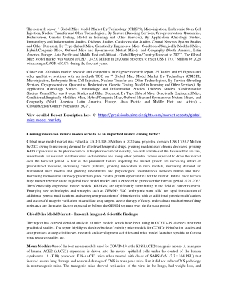 Mice Model Market Size, Share, Trends, Outlook