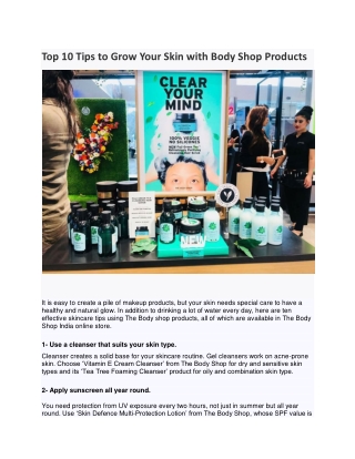 Top 10 Tips to Grow Your Skin with Body Shop Products