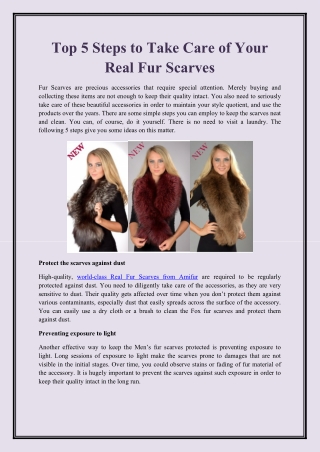 Top 5 Steps to Take Care of Your Real Fur Scarves