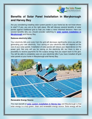 Solar System Installation in Harvey bay