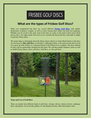 What are the types of Frisbee Golf Discs