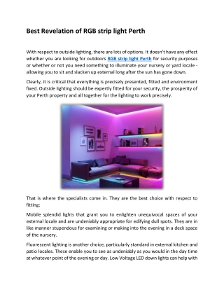 Best Revelation of RGB strip light Perth