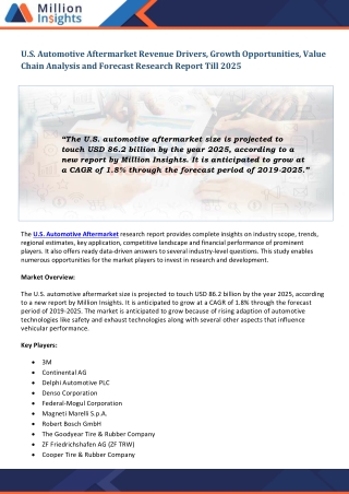 U.S. Automotive Aftermarket