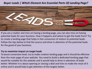 Buyer Leads | Which Element Are Essential Parts Of Landing Page?