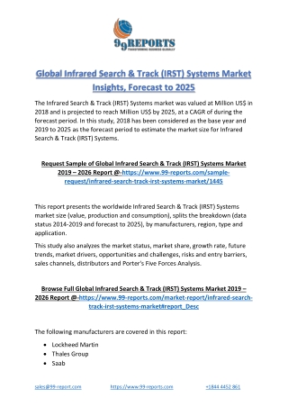 Global Infrared Search & Track (IRST) Systems Market Insights, Forecast to 2025