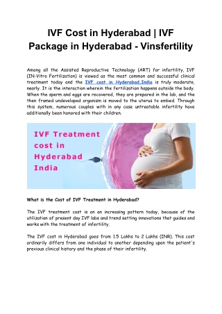 IVF Cost in Hyderabad | IVF Package in Hyderabad - Vinsfertility