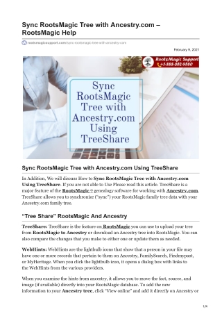 Sync RootsMagic Tree with Ancestry