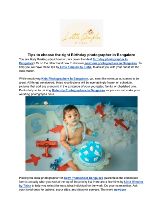 Tips to choose the right Birthday photographer in Bangalore