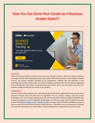 How You Can Grow Your Career as A Business Analyst Expert?