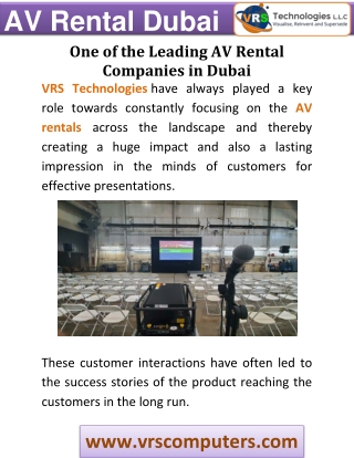 One of the Leading AV Rental Companies in Dubai