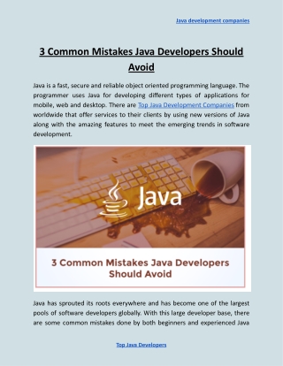 3 Common Mistakes Java Developers Should Avoid