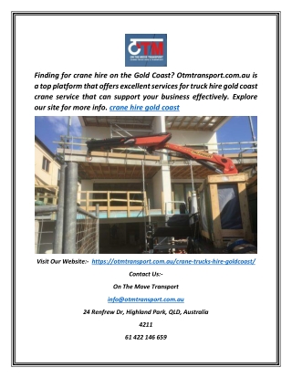 Crane Hire Gold Coast | Otmtransport.com.au