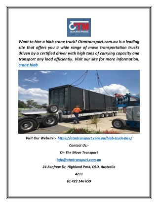 Crane Hiab | Otmtransport.com.au