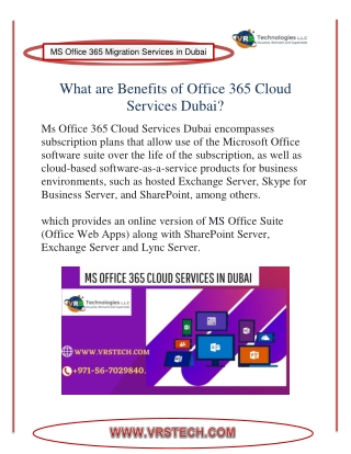 What are the Benefits of MS Office 365 Services in Dubai?