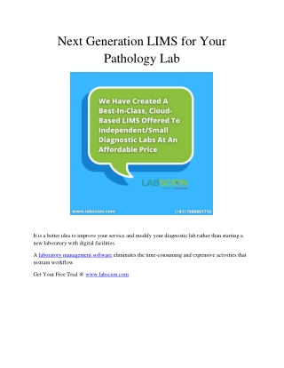 Next Generation LIMS for Your Pathology Lab