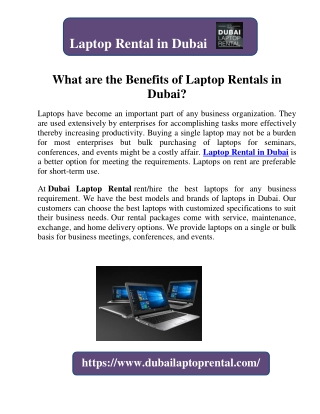 What are the Benefits of Laptop Rentals in Dubai?