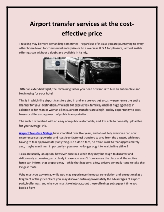 Airport transfer services at the cost-effective price