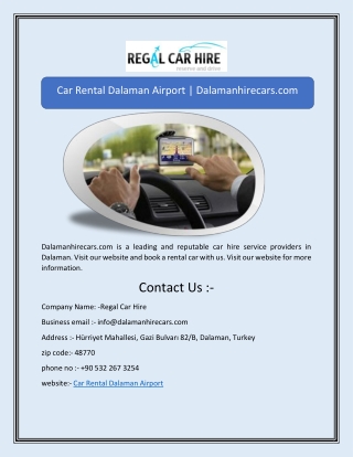 Car Rental Dalaman Airport | Dalamanhirecars.com